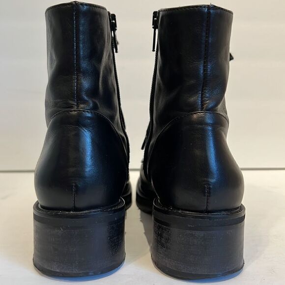 Napoleoni Black Leather Combat Moto Boots Size 37 - Picture 5 of 15